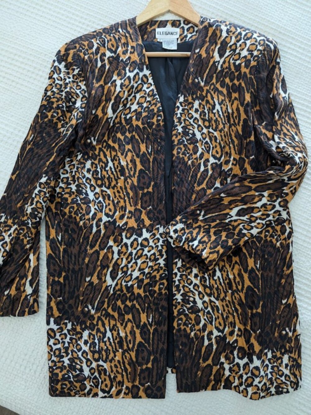 Silk 6 Leopard Jacket Animal Print 80s Crinkled Oversized Mob Wife Elegance - Picture 5 of 16